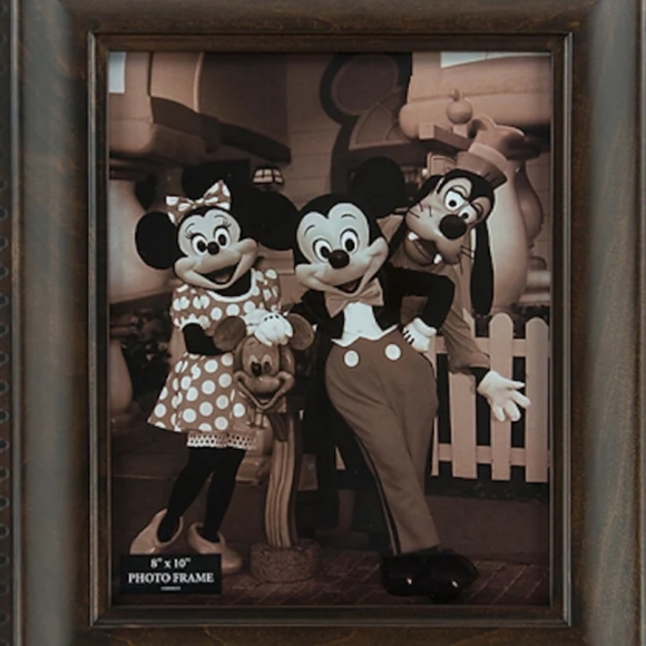 DISNEY PARKS MICKEY ICON 8X10 WOOD DARK BROWN PHOTO FRAME NEW WITH BOX. - Picture 1 of 6